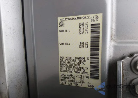 2012 Nissan Altima 2.5 S z USA, uszkodzony, nr VIN 1N4AL2AP9CC212438